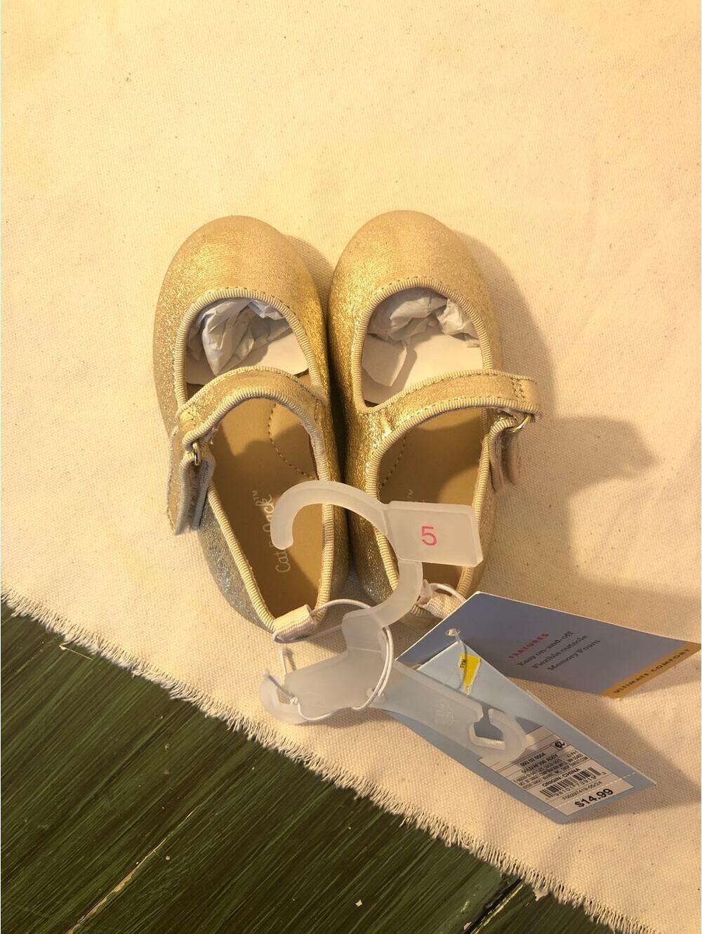 Cat & Jack NWT Toddler Girl Addy Gold Ballet Flats Size 5
